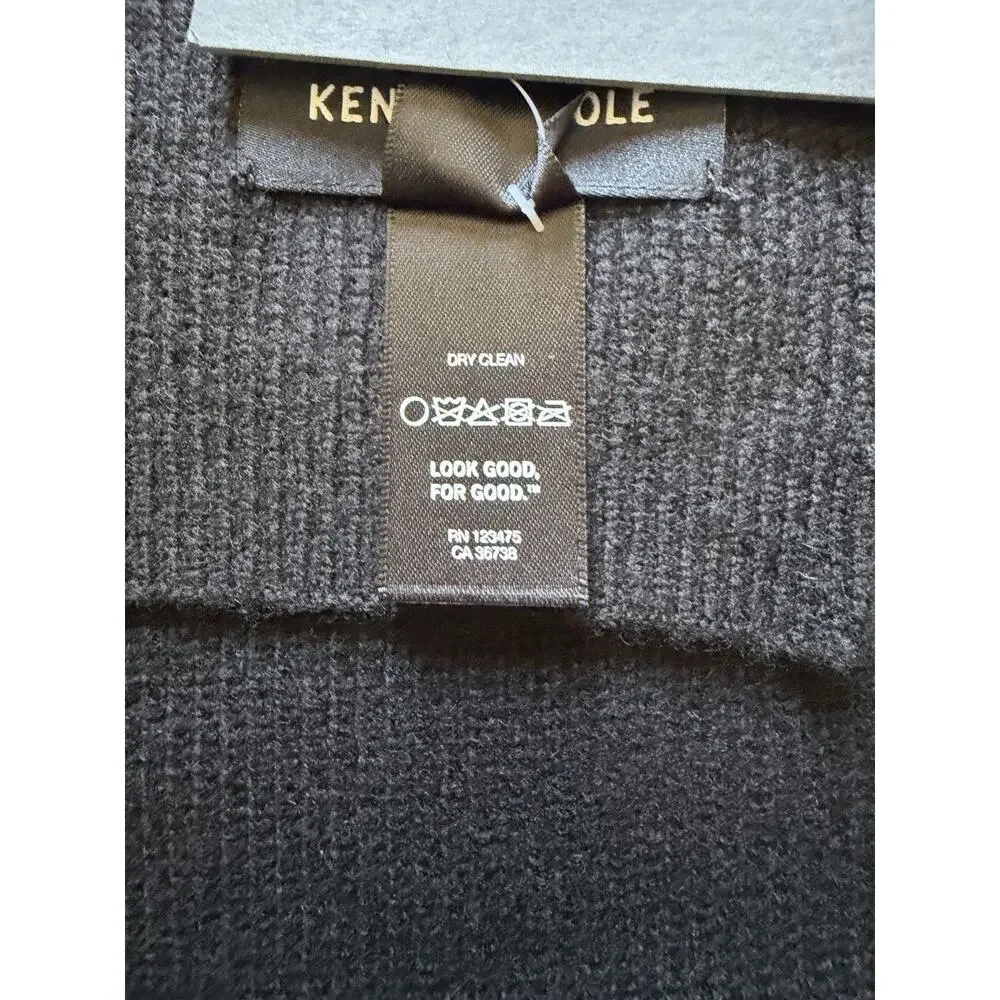 Kenneth Cole New York Black Wool Cashmere Scarf Men’s NWT Soft Knit Winter